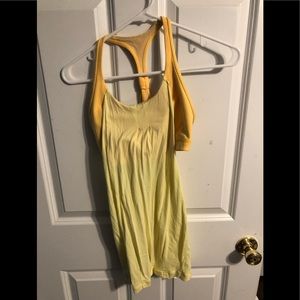 Yellow lululemon workout tank with built-in bra